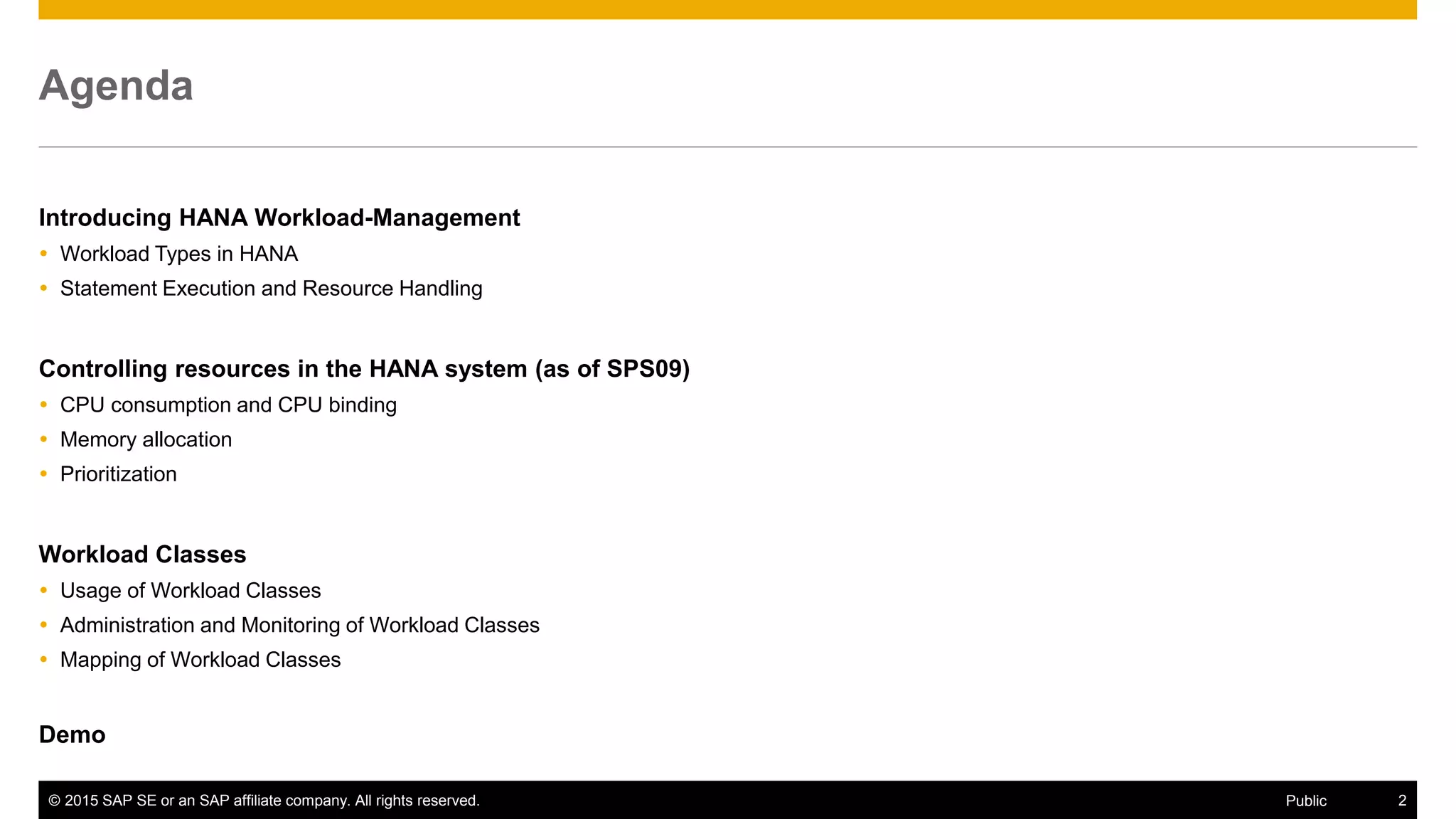 SAP HANA SPS10 Workload Management PPT