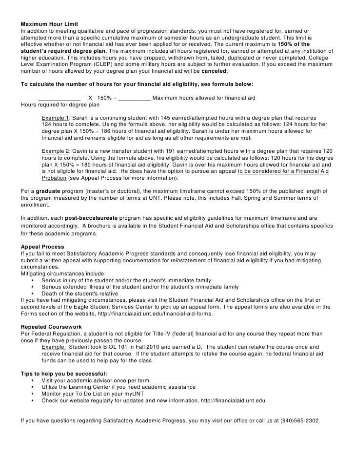 Unt Financial Aid >> Satisfactory Academic Progress Handout Fall 2011 Unt Financial Aid >> Satisfactory Academic Progress Handout Fall 2011