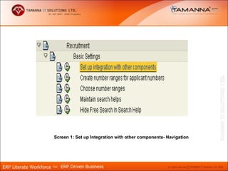 Screen 1: Set up Integration with other components- Navigation
 