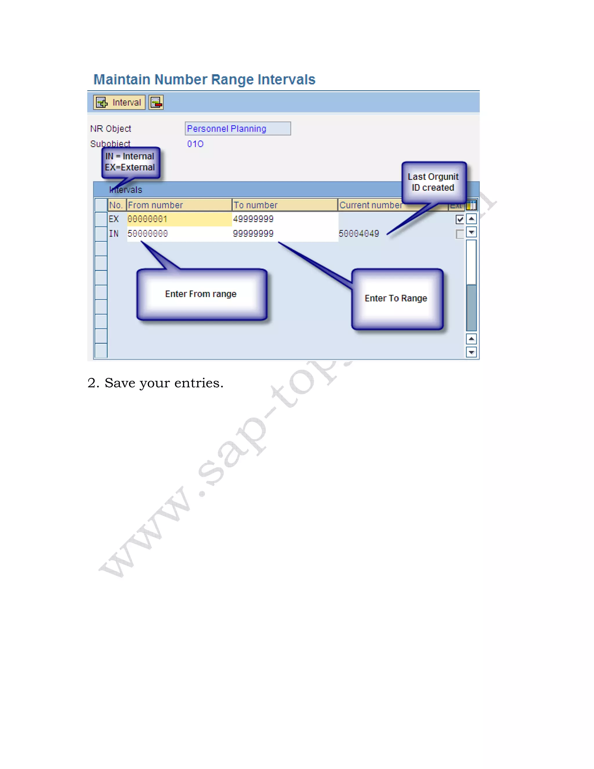 2. Save your entries.
 