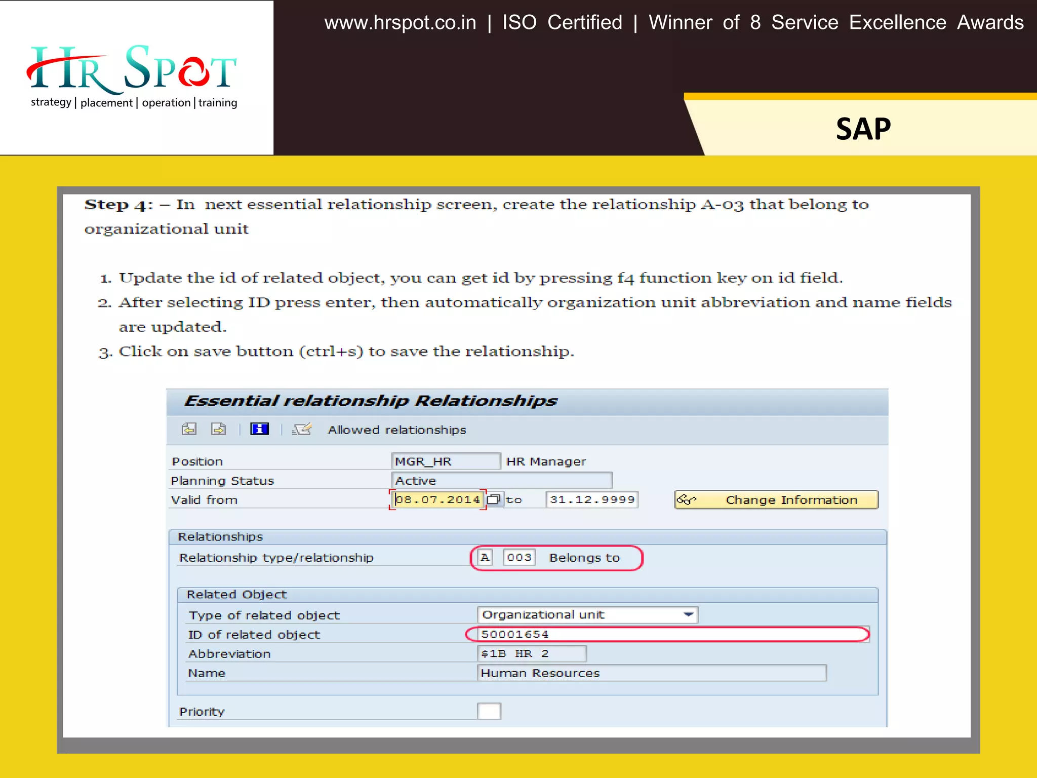 . . .www hrspot co in | ISO Certified | Winner of 8 Service Excellence Awards
SAP
 