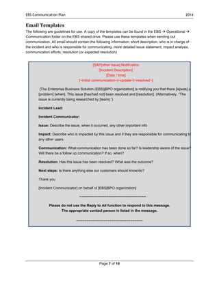 Issue Contact Plan Example Sap incident communication plan | PDF