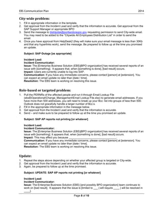 Issue Contact Plan Example Sap incident communication plan | PDF