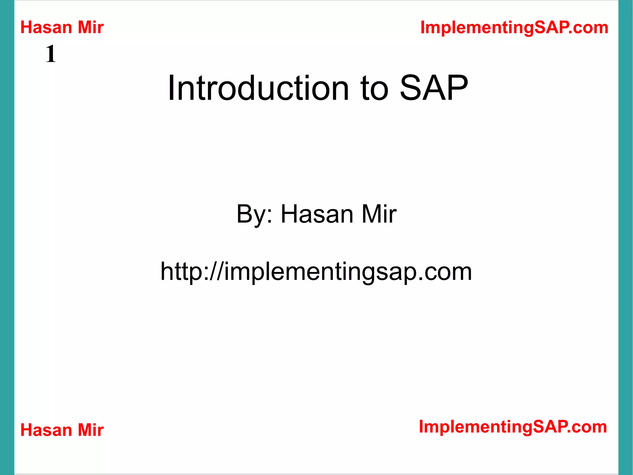 Introduction to SAP ERP | ODP