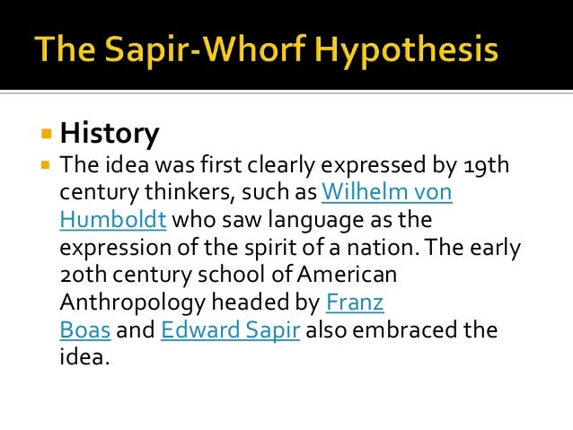 Critics of the sapir whorf thesis