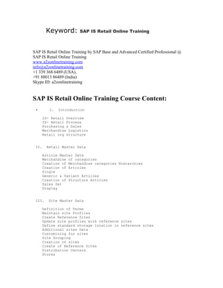SAP IS Retail Online Training