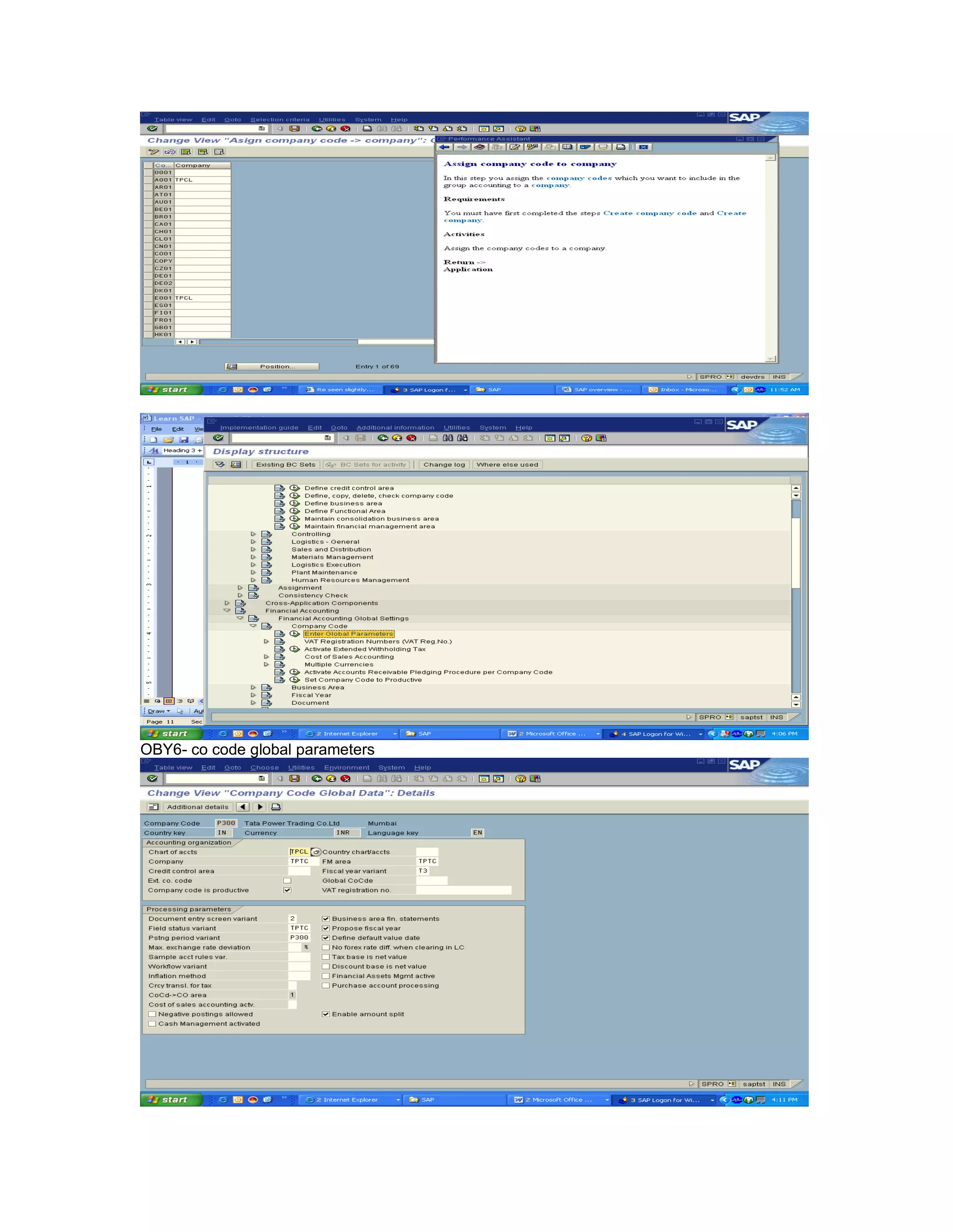 OBY6- co code global parameters
 