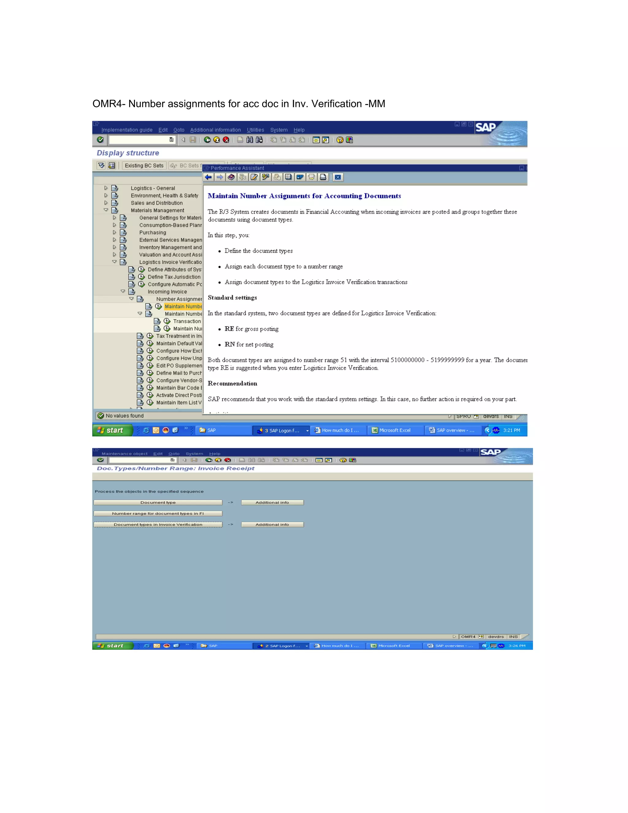 OMR4- Number assignments for acc doc in Inv. Verification -MM
 
