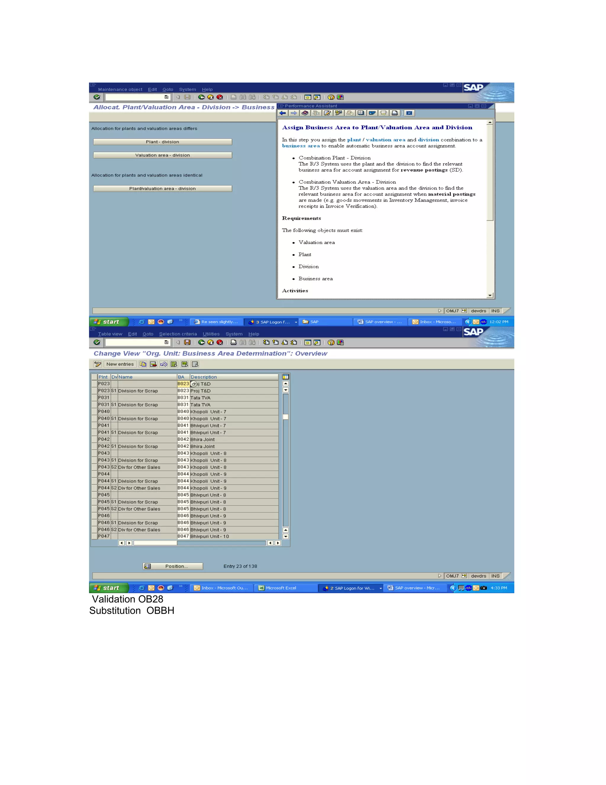 Validation OB28
Substitution OBBH
 