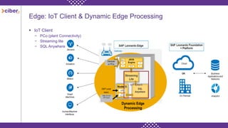 IoT Client
Edge: IoT Client & Dynamic Edge Processing
 IoT Client
− PCo (plant Connectivity)
− Streaming lite
− SQL Anywhere
 