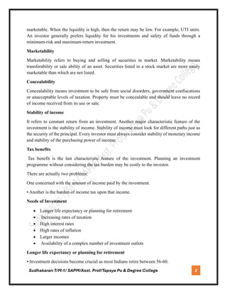 Introduction to investment/ Module-1 / SAPM/ 6th semester/ BBA/ BU/ NEP ...