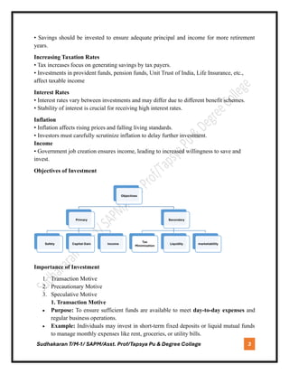 Introduction to investment/ Module-1 / SAPM/ 6th semester/ BBA/ BU/ NEP ...