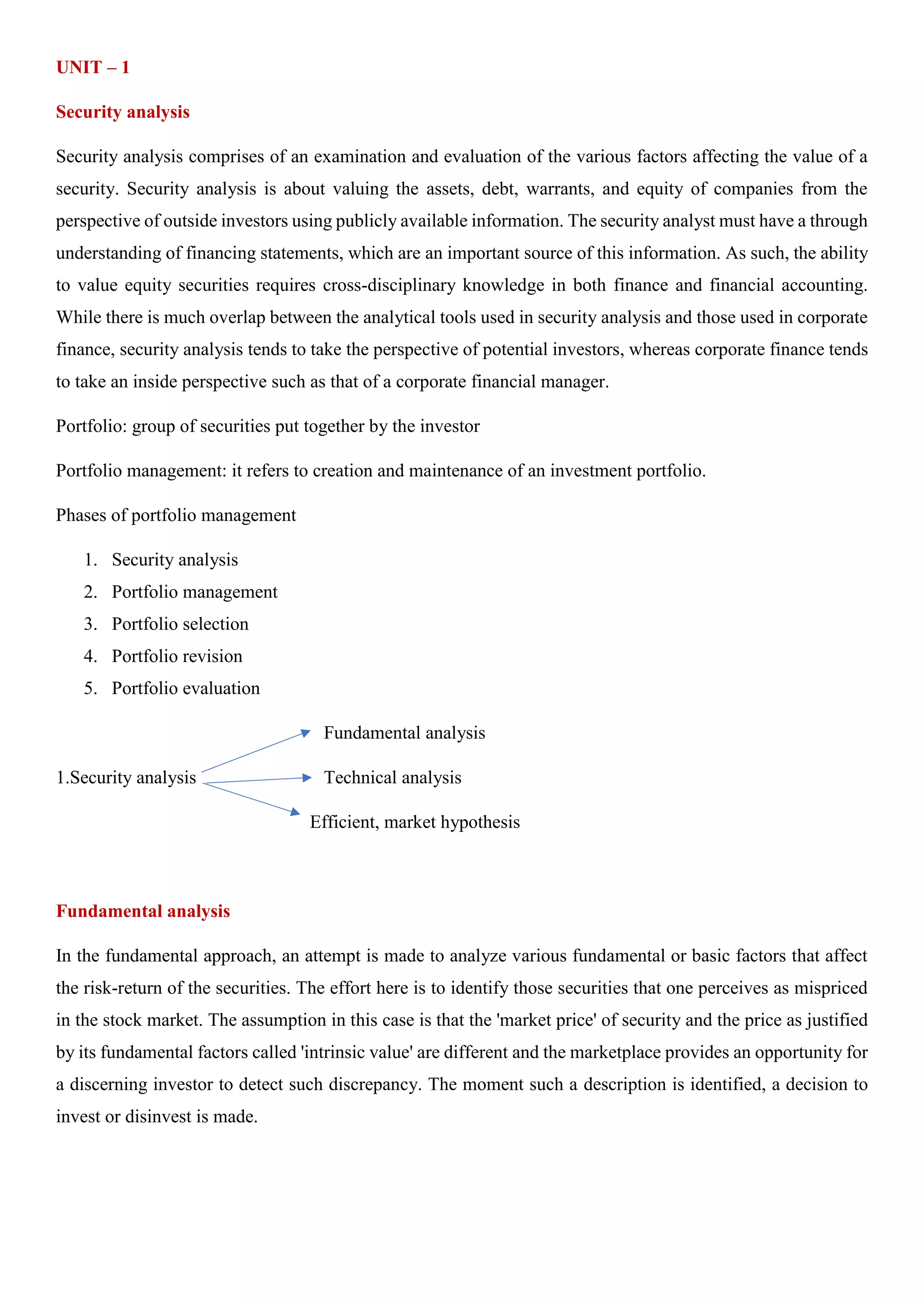 Security Analysis and Portfolio Management | PDF