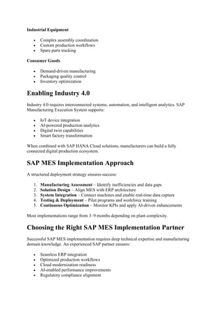 Transforming Manufacturing with SAP MES in Industry 4.0 Smart Factories ...