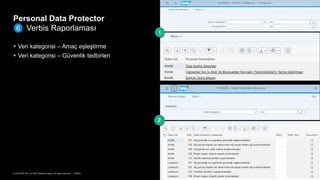46PUBLİC© 2018 SAP SE or an SAP affiliate company. All rights reserved. ǀ
 Veri kategorisi – Amaç eşleştirme
 Veri kategorisi – Güvenlik tedbirleri
Personal Data Protector
Verbis Raporlaması6
 