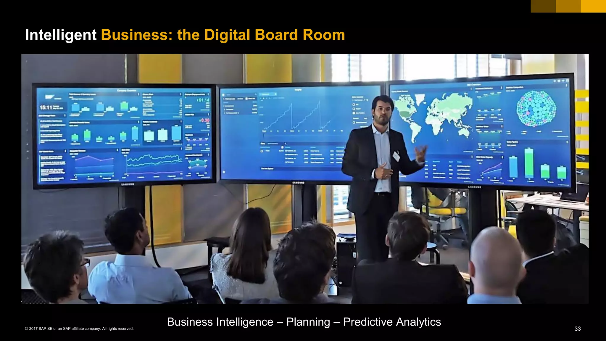 33© 2017 SAP SE or an SAP affiliate company. All rights reserved.
Intelligent Business: the Digital Board Room
Business Intelligence – Planning – Predictive Analytics
 