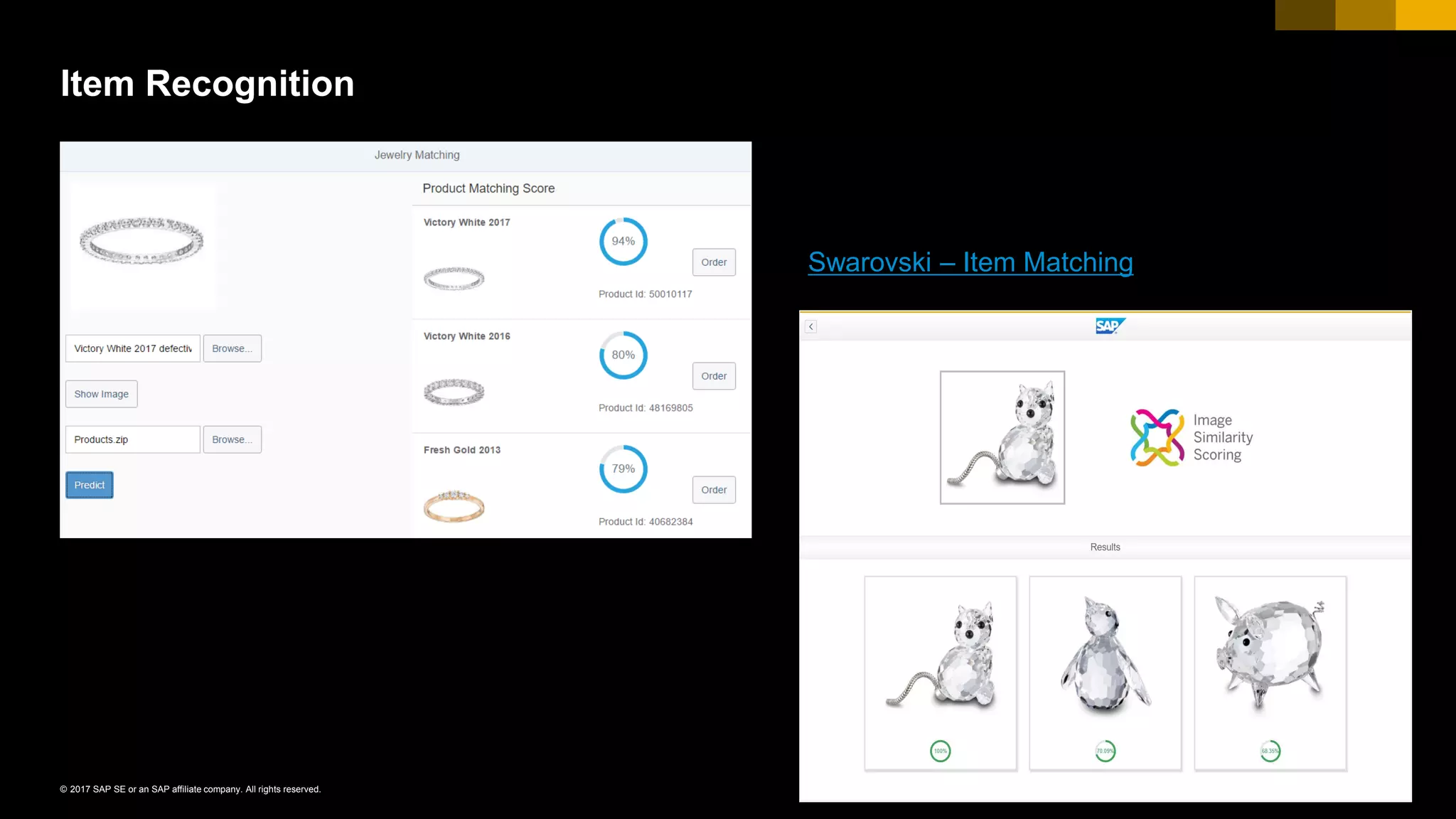 40© 2017 SAP SE or an SAP affiliate company. All rights reserved.
Item Recognition
Swarovski – Item Matching
 