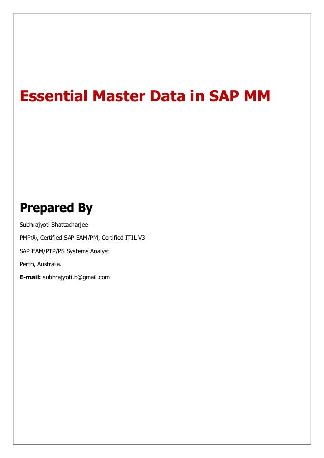 SAP MM Essential Master Data