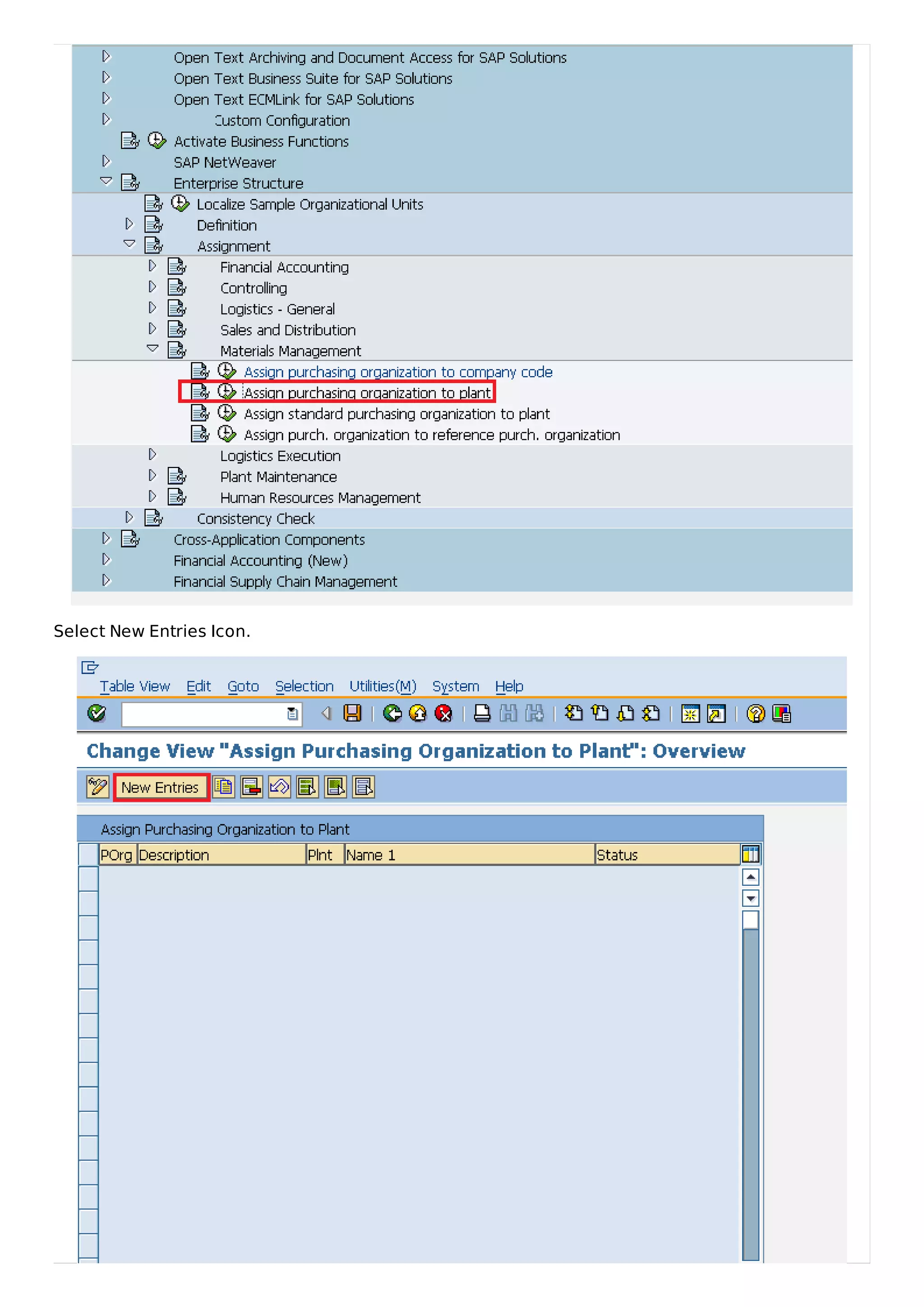 Select New Entries Icon.
 