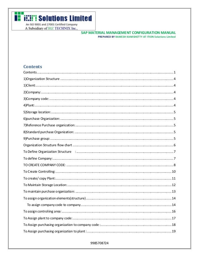 Sap mm configuration document ramesh kamishetty