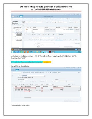 #Sapmm #sap #mrp settings to automate the generation of #stock transfer ...
