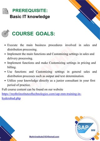 sap mm training with placement in hyderabad | PDF