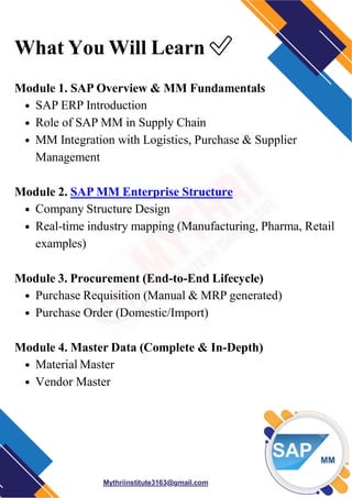 sap mm training with placement in hyderabad | PDF