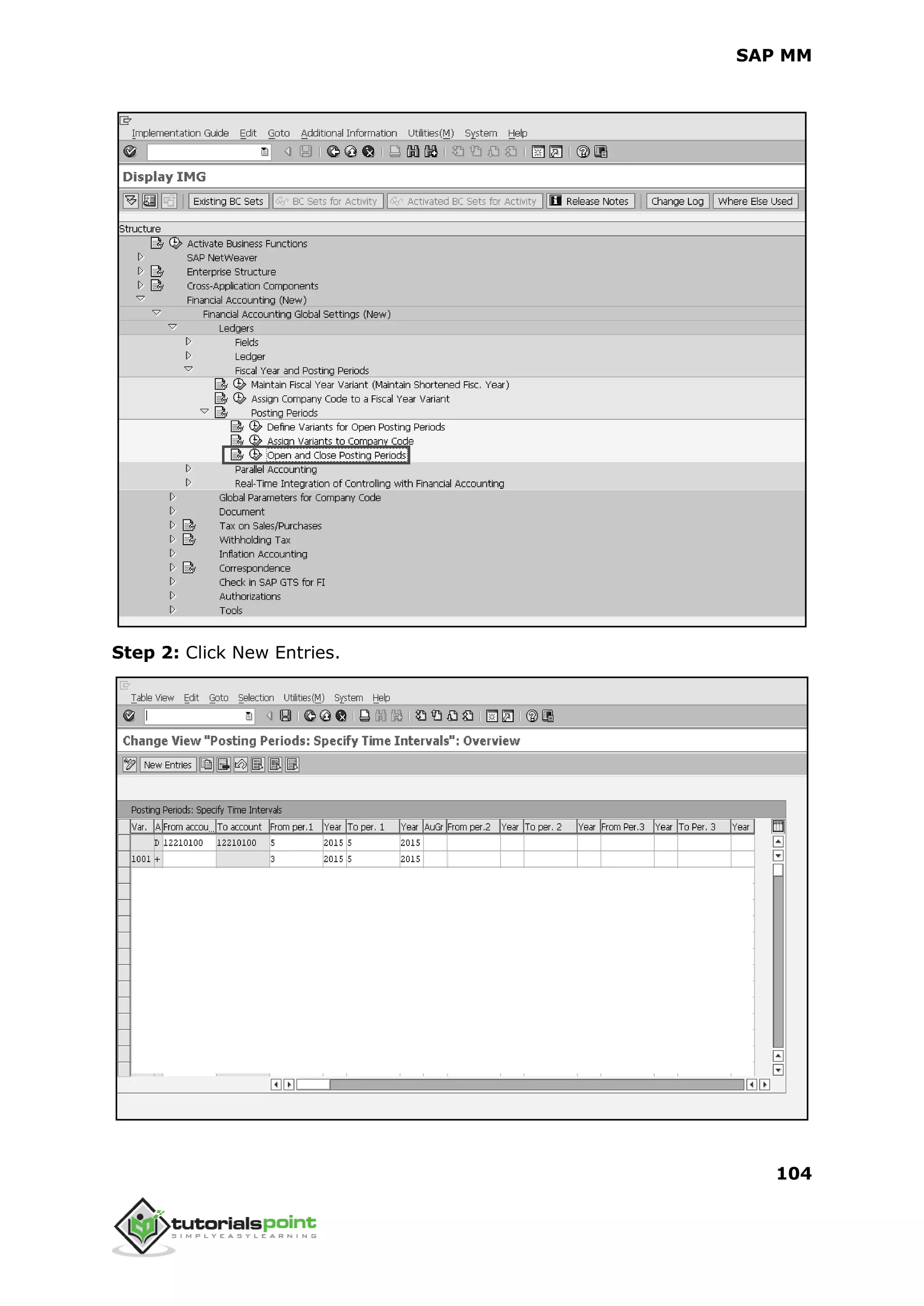 SAP MM
104
Step 2: Click New Entries.
 