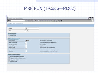 MRP RUN (T-Code—MD02)
 