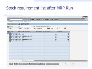 Stock requirement list after MRP Run
 