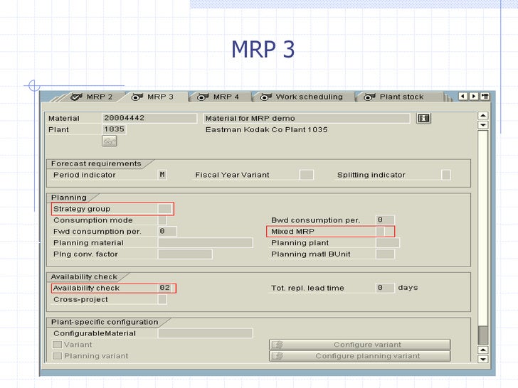 Sap MRP materials requirements planning