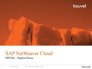 SAP NetWeaver Cloud
    ERP SIG – Dagfinn Parnas


1      22. august 2012   SAP NW Cloud - Dagfinn Parnas
 