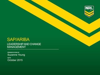 SAP/ARIBA
LEADERSHIPAND CHANGE
MANAGEMENT
PRESENTATION BY
Suzanne Young
DATE
October 2015
 