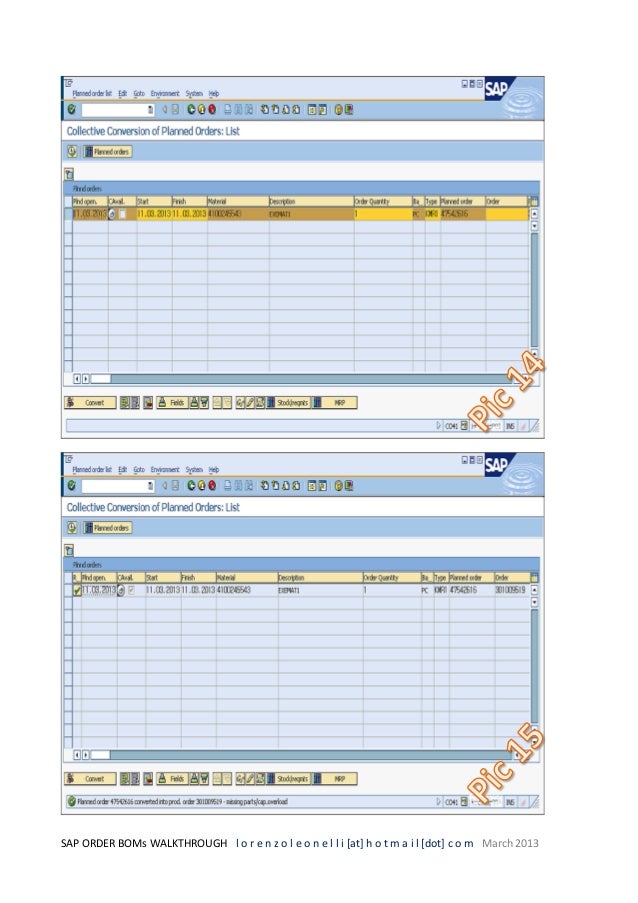 SAP Order BOM Walkthrough