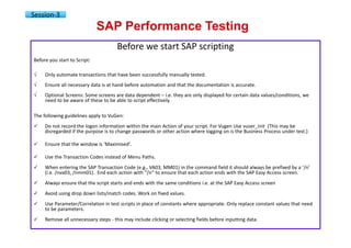 Test Scripts Examples In Sap SAP performance testing & engineering courseware v01 | PDF