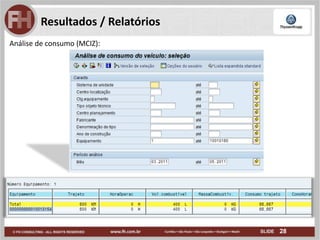28
Resultados / Relatórios
Análise de consumo (MCIZ):
 