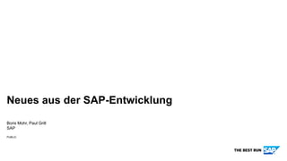 PUBLIC
Boris Mohr, Paul Grill
SAP
Neues aus der SAP-Entwicklung
 