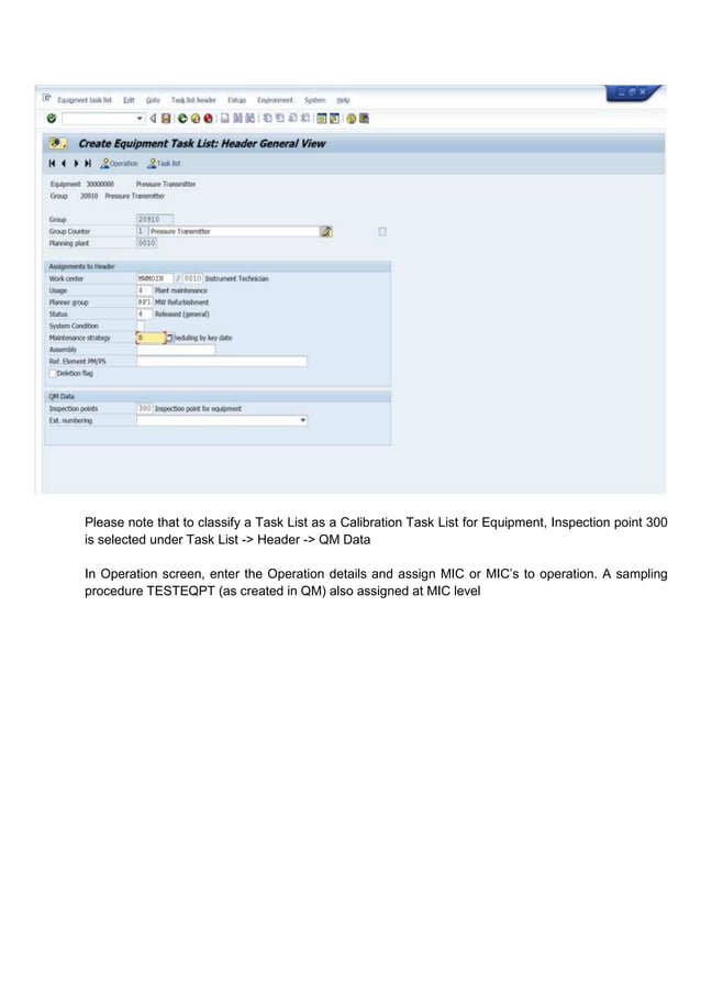 SAP PM Test Equipment Management/Calibration process