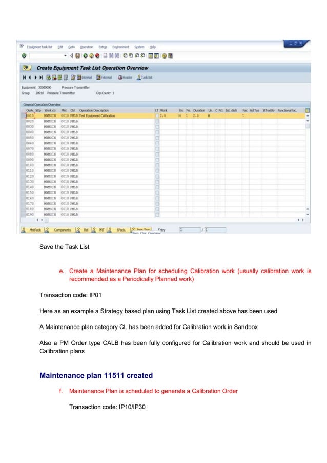 SAP PM Test Equipment Management/Calibration process
