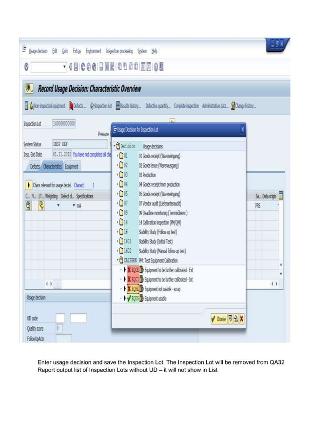 SAP PM Test Equipment Management/Calibration process