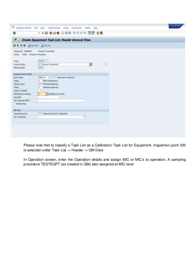 SAP PM Test Equipment Management/Calibration process