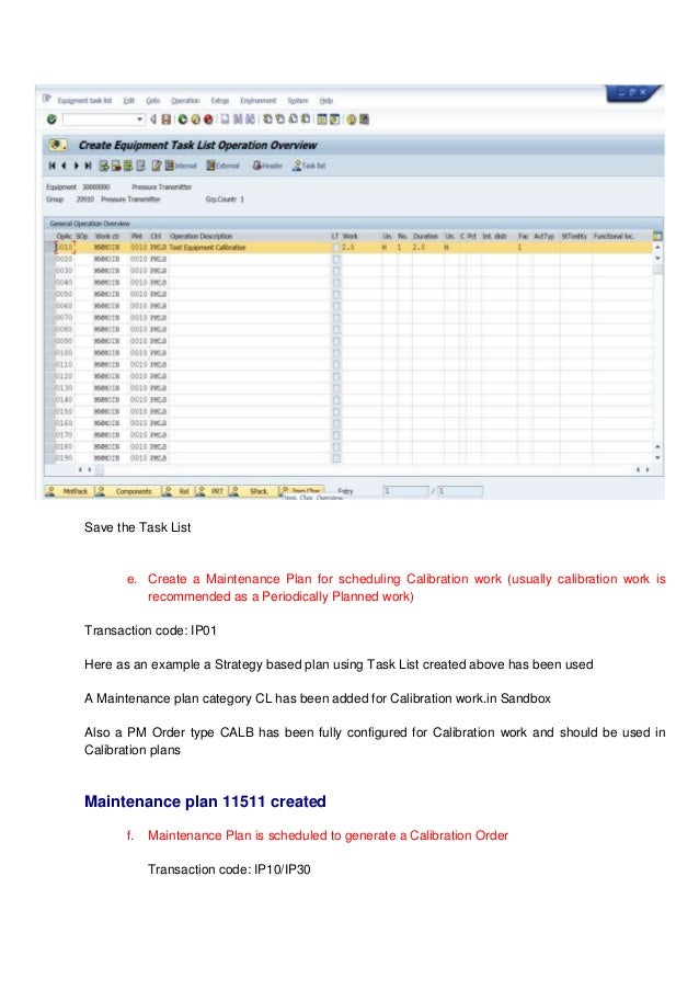 SAP PM Test Equipment Management/Calibration process
