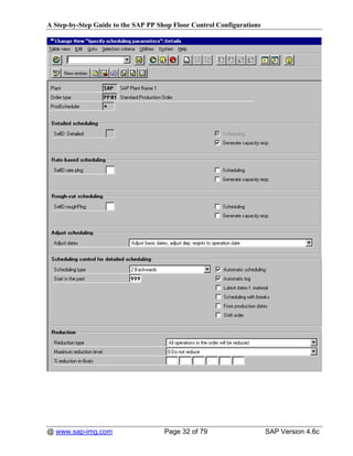 A Step-by-Step Guide to the SAP PP Shop Floor Control Configurations




@ www.sap-img.com                    Page 32 of 79                     SAP Version 4.6c
 