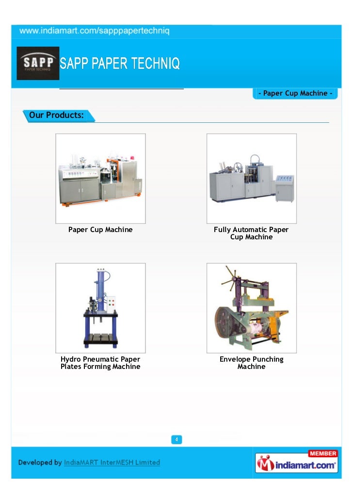 SAPP Paper Techniq, Coimbatore, Paper Cup Machine