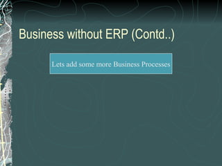 Business without ERP (Contd..)

      Lets add some more Business Processes
 