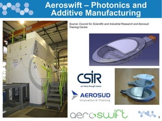 7
Aeroswift – Photonics and
Additive Manufacturing
Source: Council for Scientific and Industrial Research and Aerosud
Training Centre
 