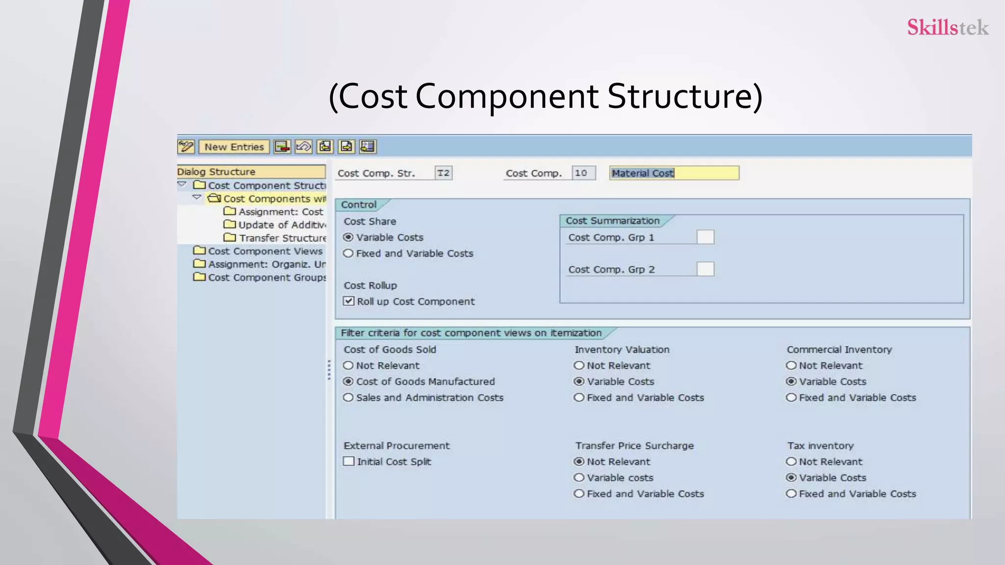 (Cost Component Structure)
 