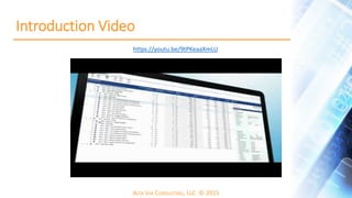 ALTA VIA CONSULTING, LLC © 2015
Introduction Video
https://youtu.be/9tPKeaaXmLU
 