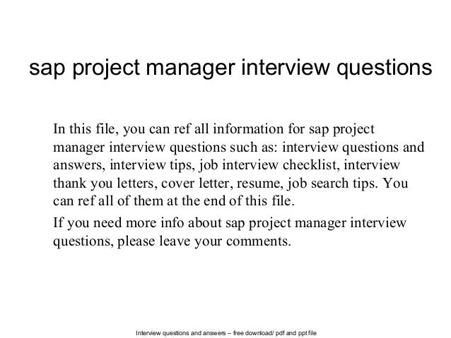 sap project manager interview questions project management interview questions and answers