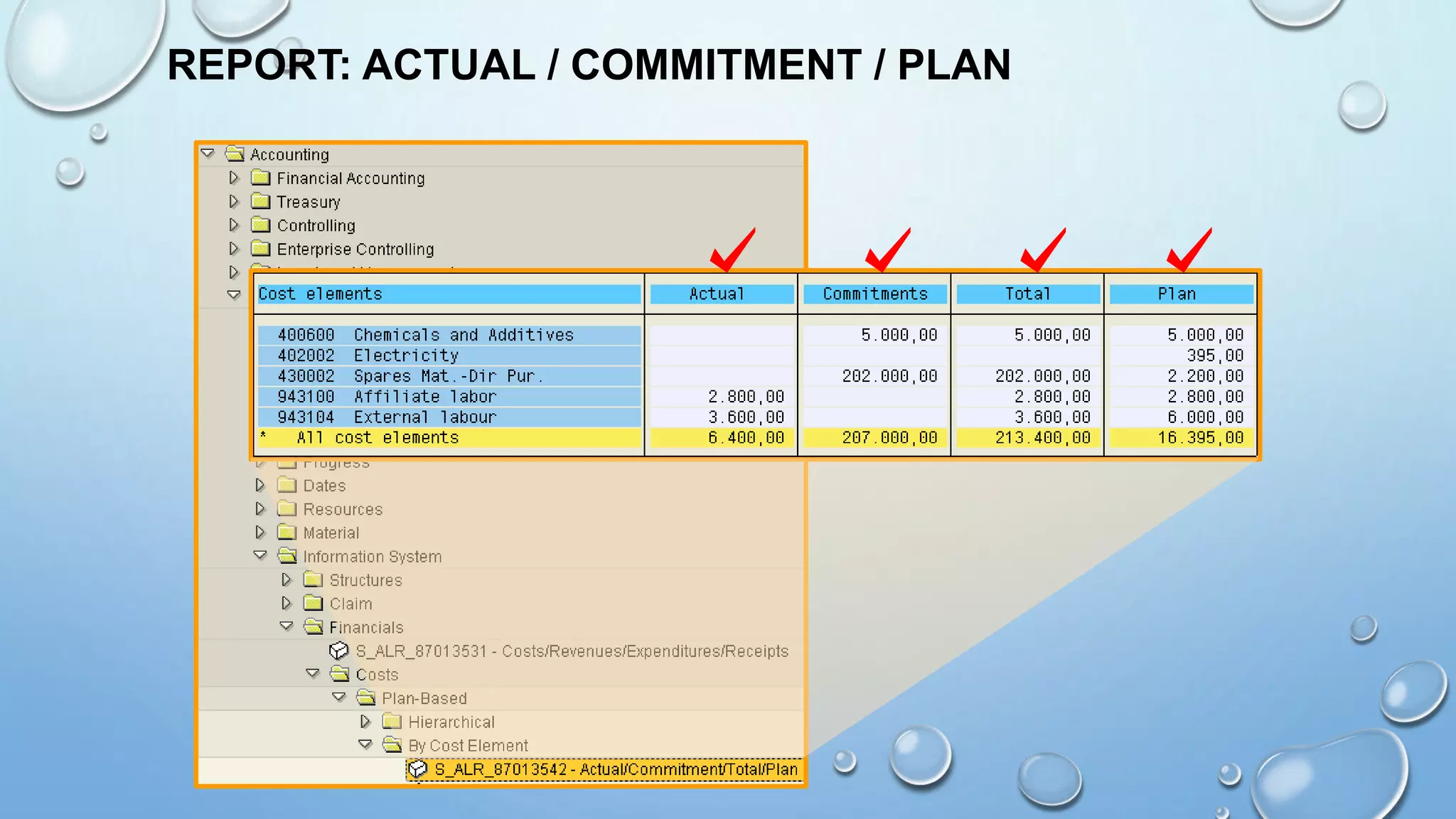 REPORT: ACTUAL / COMMITMENT / PLAN
 